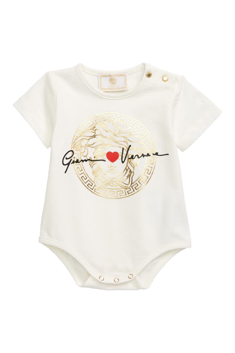 GV Signature Medusa Logo Bodysuit, Main, color, WHITE