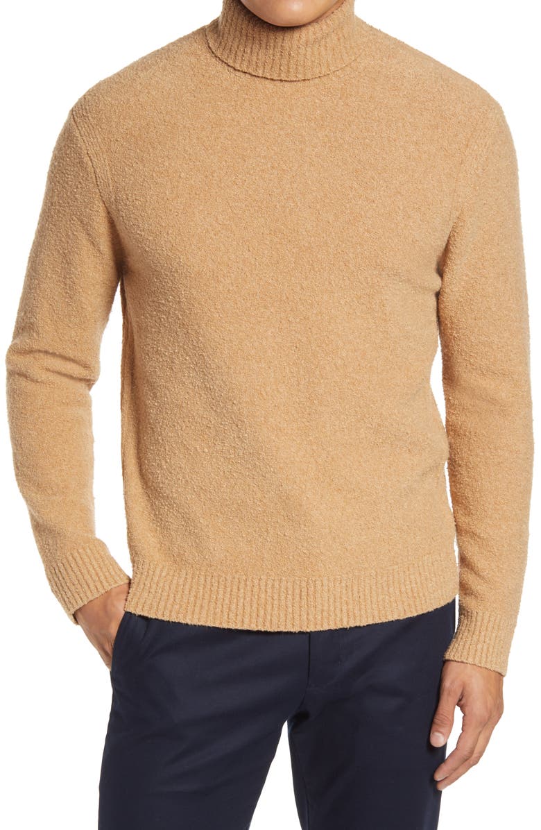 Club Monaco Bouclé Cotton Blend Turtleneck Sweater, Main, color,