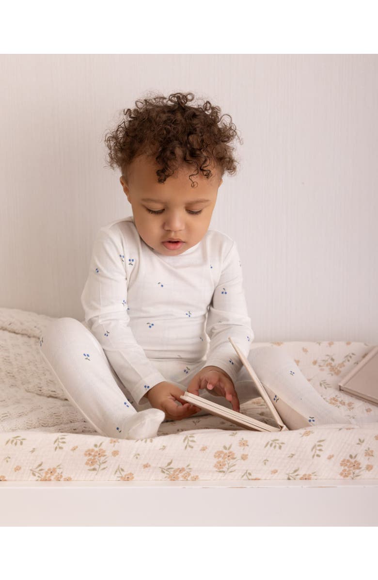 MiniMoi Baby Modal Blend Tonal Plaid Footie, Alternate, color, Blue