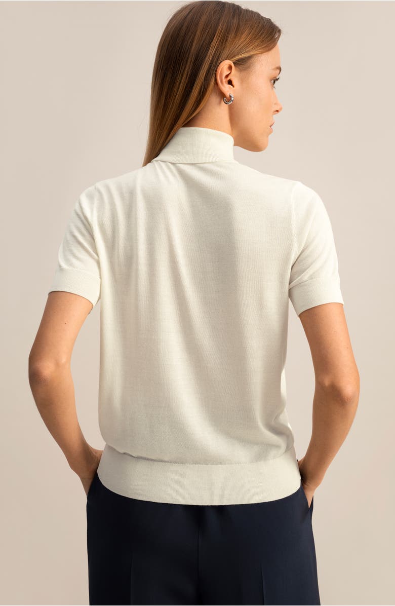 Lilysilk High Neck Short Sleeves Silk Knitted Sweater, Alternate, color, White