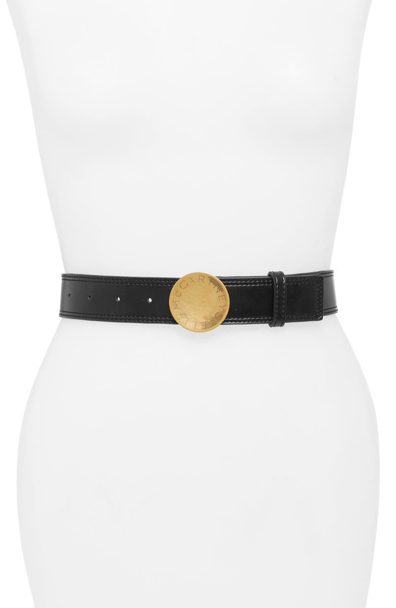Stella McCartney Logo Buckle Faux Leather Belt, Main, color, 