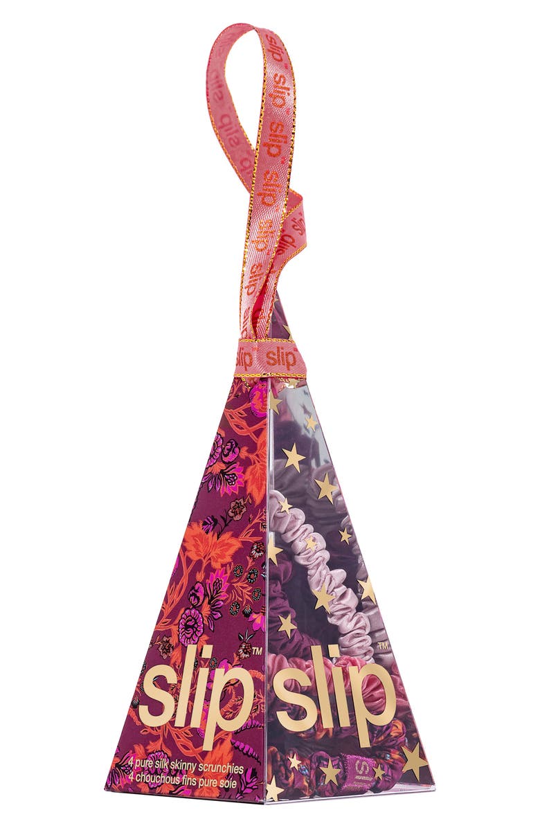 slip Moonflower Ornament Pure Silk Skinny Scrunchie Set, Alternate, color, Moonflower Nights