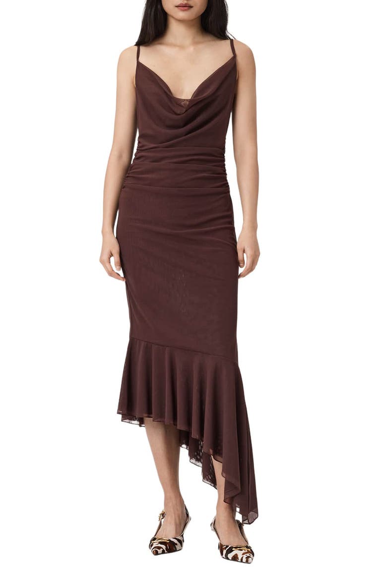 allsaints mesh dress Katarina Bodycon Printed Mesh Dress VINE LAKE BLUE