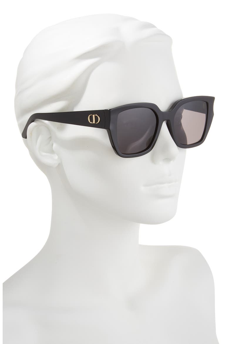 'DiorGlow S1I Square Sunglasses, Alternate, color, SHINY BLACK / SMOKE