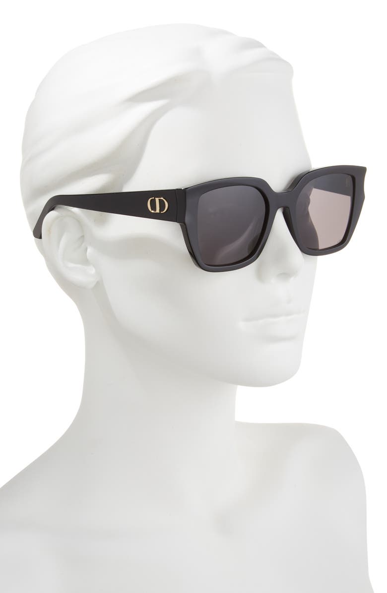 DIOR 'DiorGlow S1I Square Sunglasses, Alternate, color, Shiny Black / Smoke