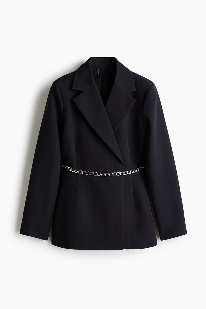 Belted Blazer, Alternate, color, Black