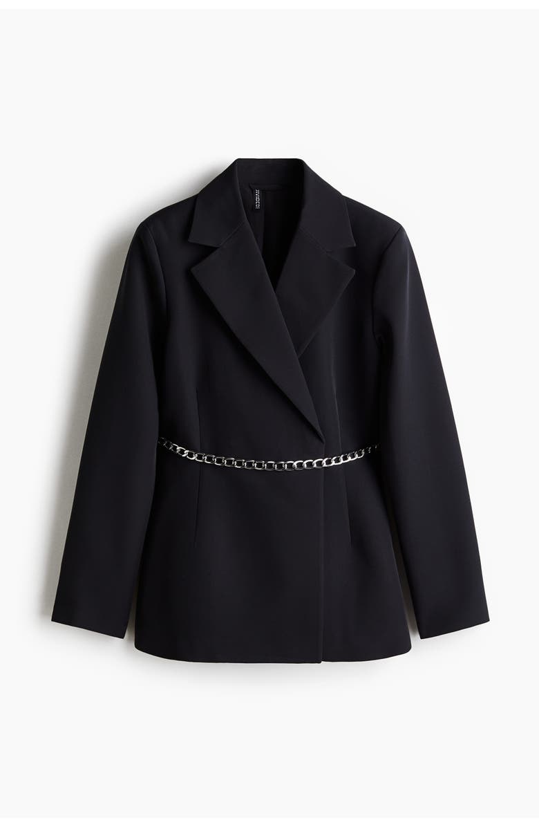 H&M Belted Blazer, Alternate, color, Black