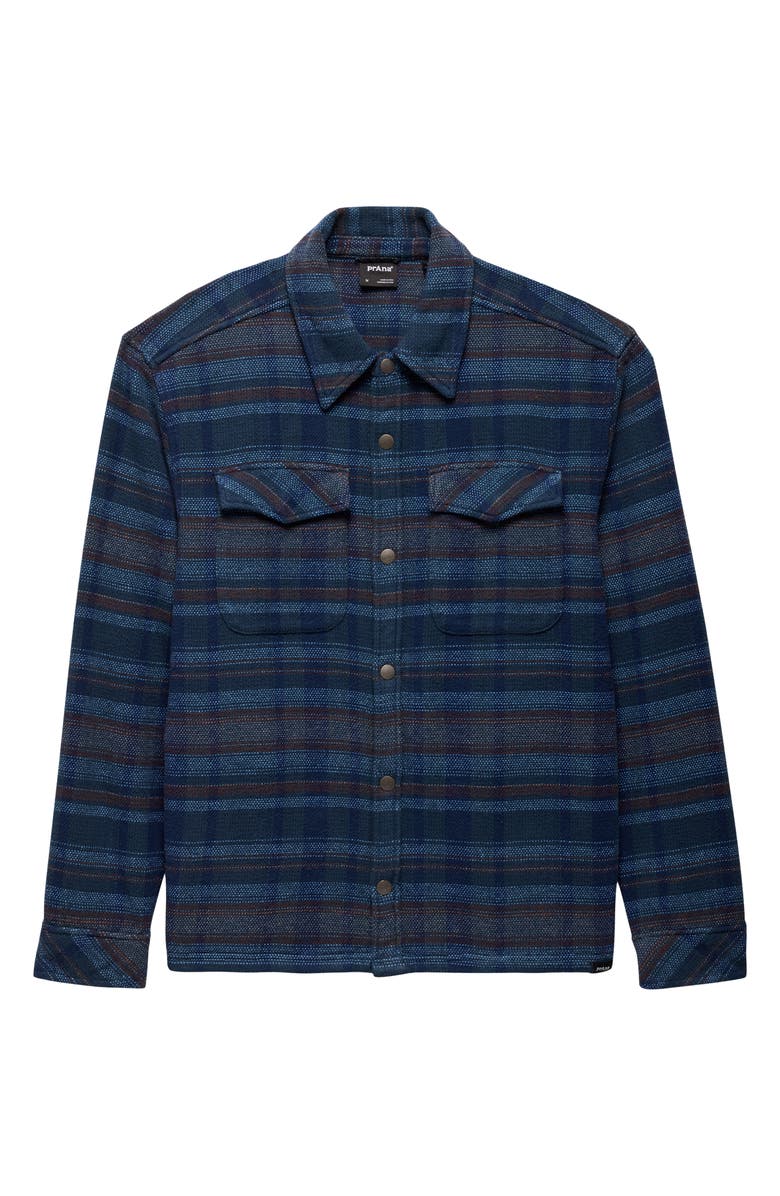 prAna Happy Camp Flannel Snap-Up Shirt Jacket, Alternate, color, Stormy Night