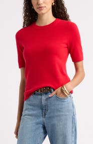 Nordstrom Cashmere Short Sleeve Crewneck Sweater