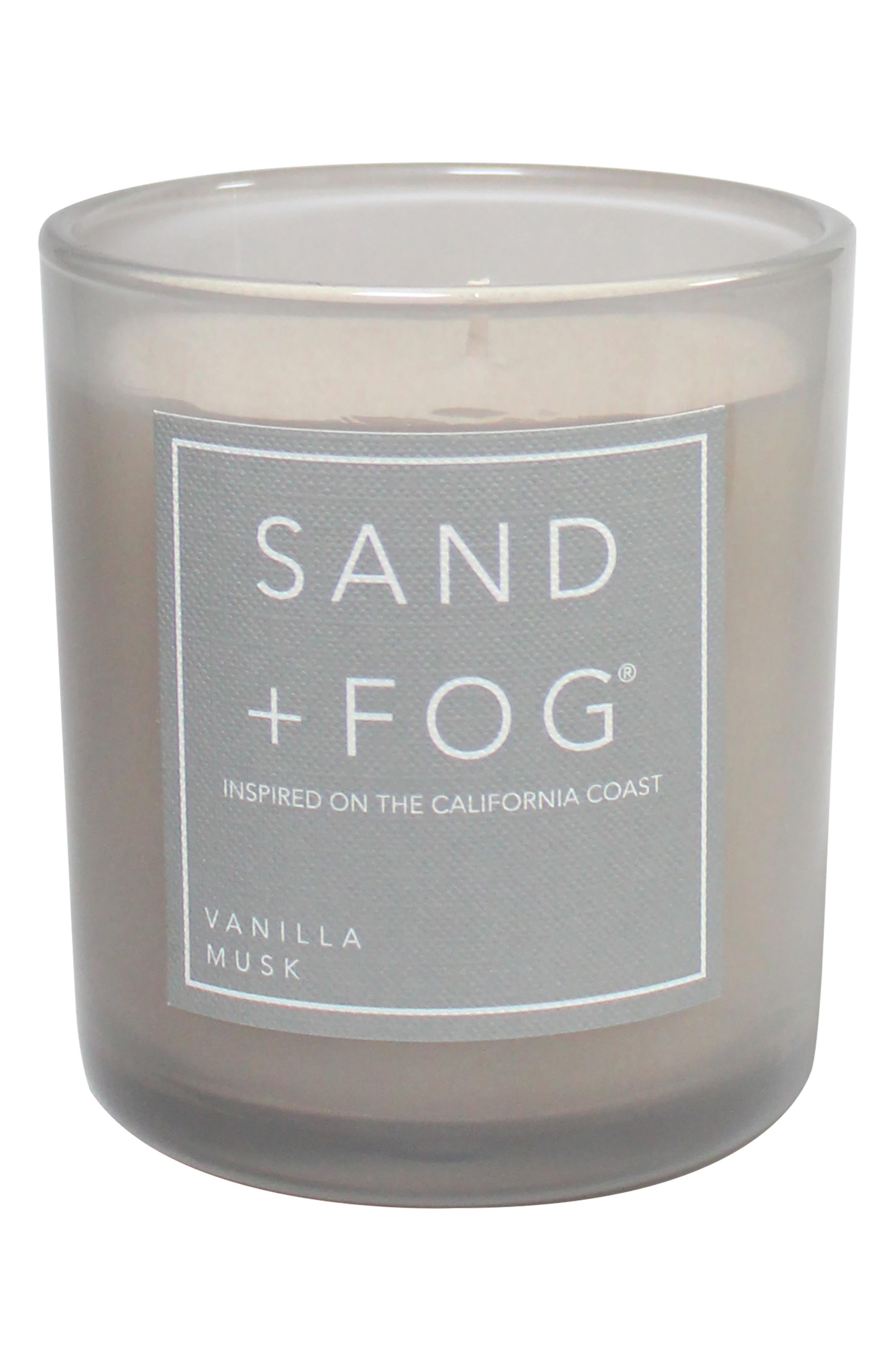 SAND AND FOG Vanilla Musk Scented Glass Jar Candle