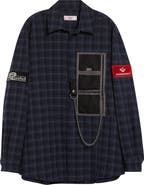 Martine Rose Wallet Chain Plaid Flannel Button-Up Shirt