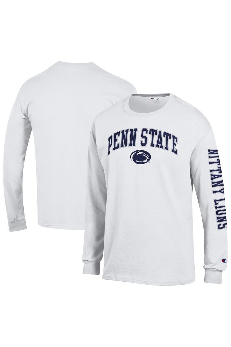 Men's Champion  White Penn State Nittany Lions Arch Over Logo 2-Hit Long Sleeve T-Shirt, Main, color, White