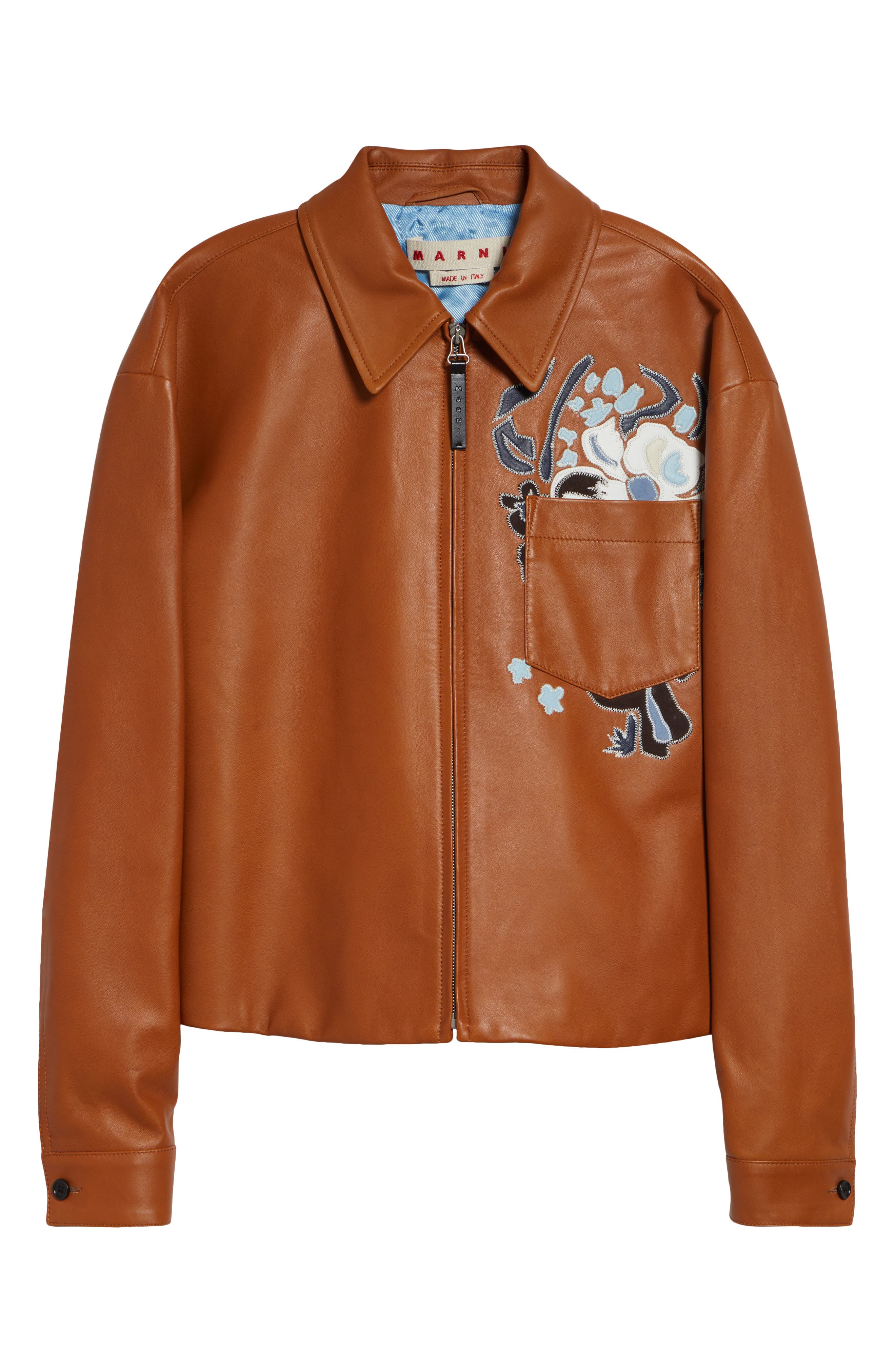 Flower Intarsia Leather Overshirt