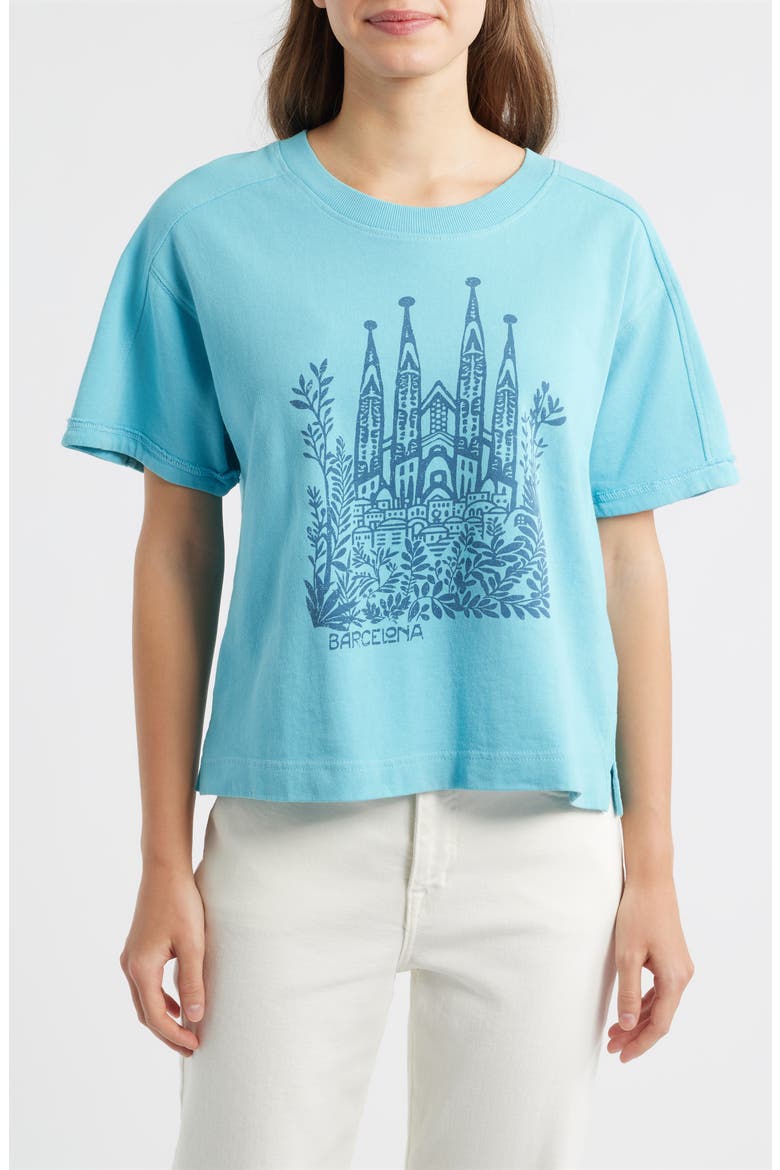 Crop Cotton Graphic T-Shirt, Main, color, BLUE GROTTO