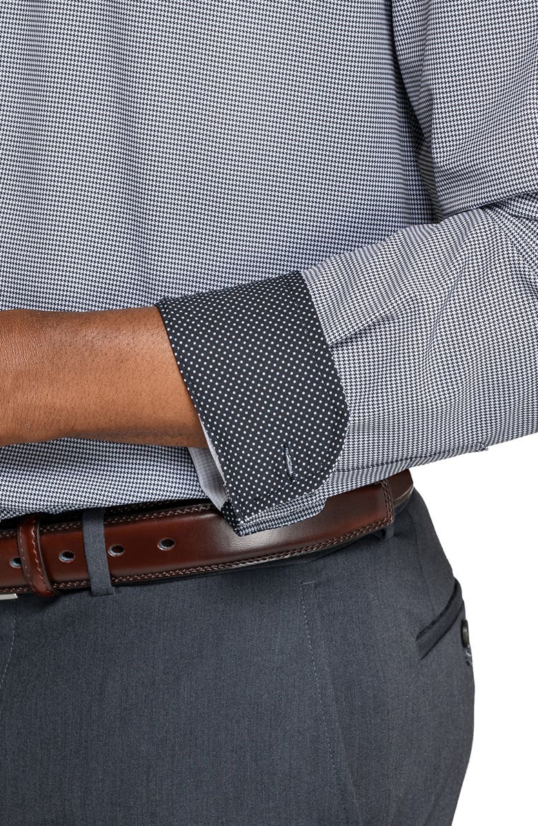 W.R.K Slim Fit Black Micro Houndstooth Performance Dress Shirt, Alternate, color, Black/ White