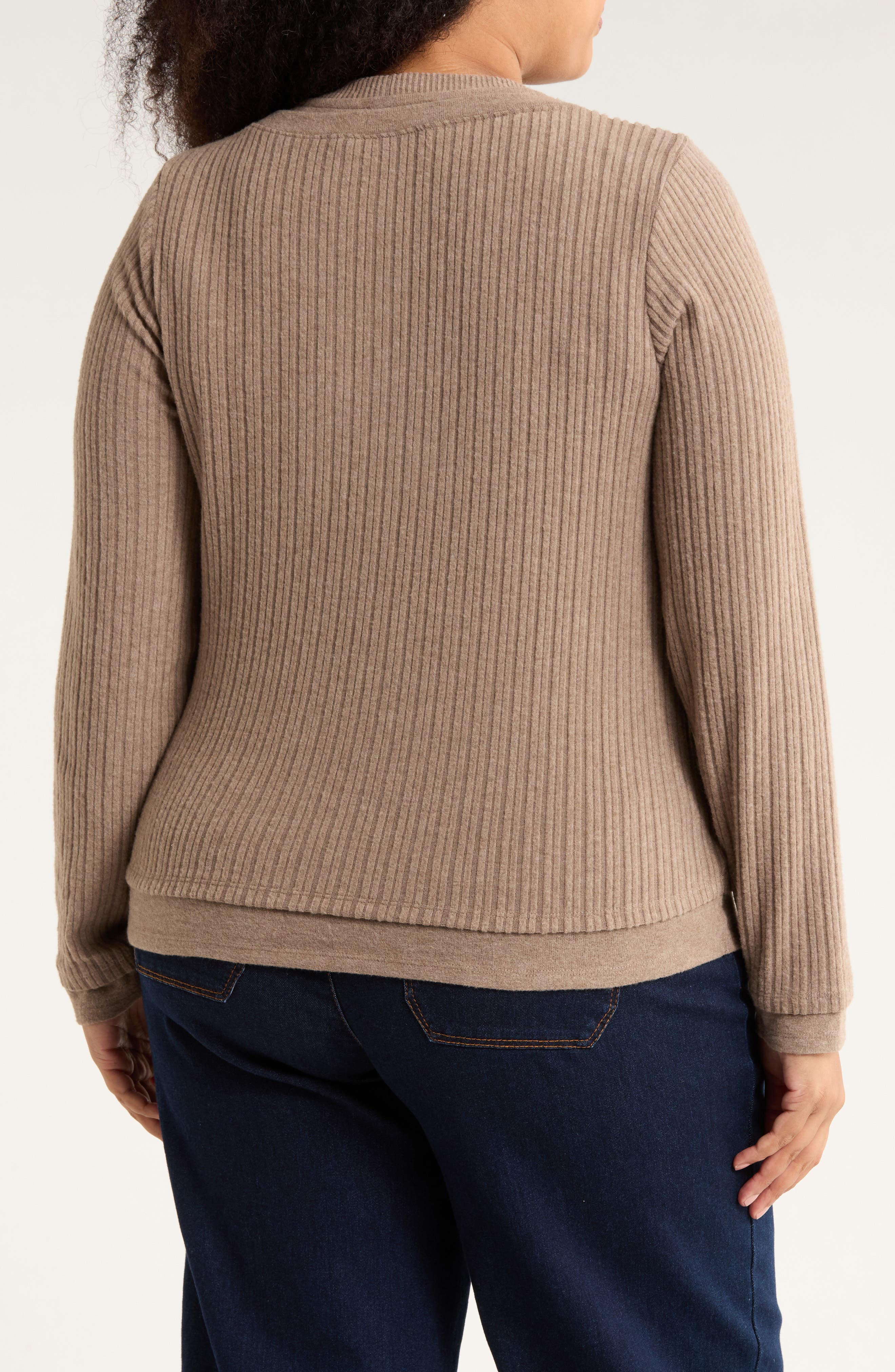 Twofer Long Sleeve Ribbed Top - image 2