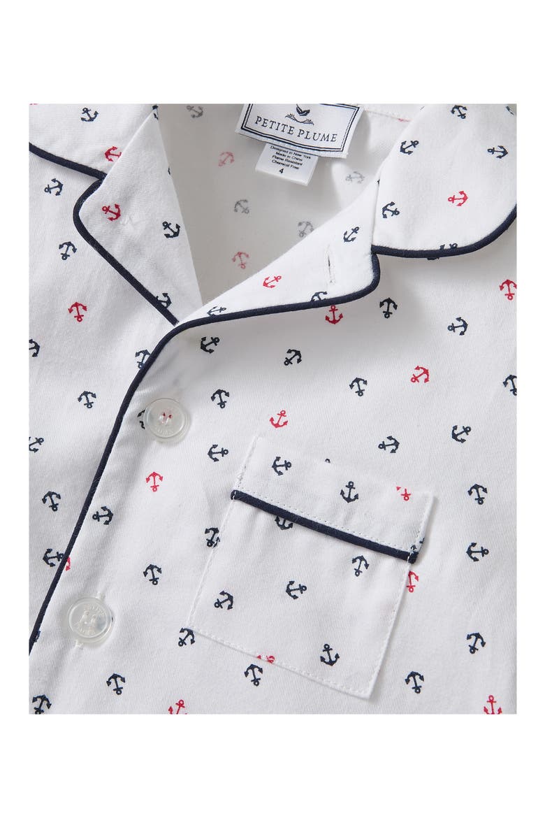 Kids' Anchors Print Short Pajamas, Alternate, color, WHITE