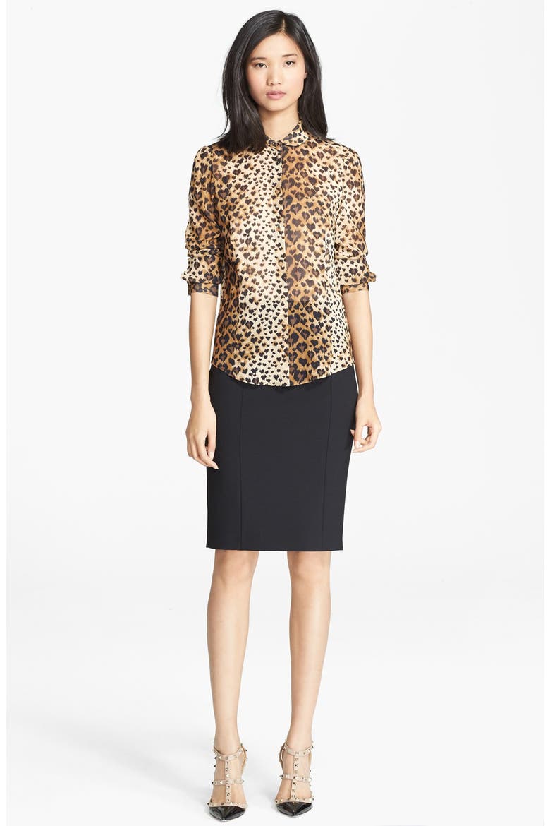 Leopard Print Stretch Silk Blouse, Alternate, color, TOFFEE BLACK