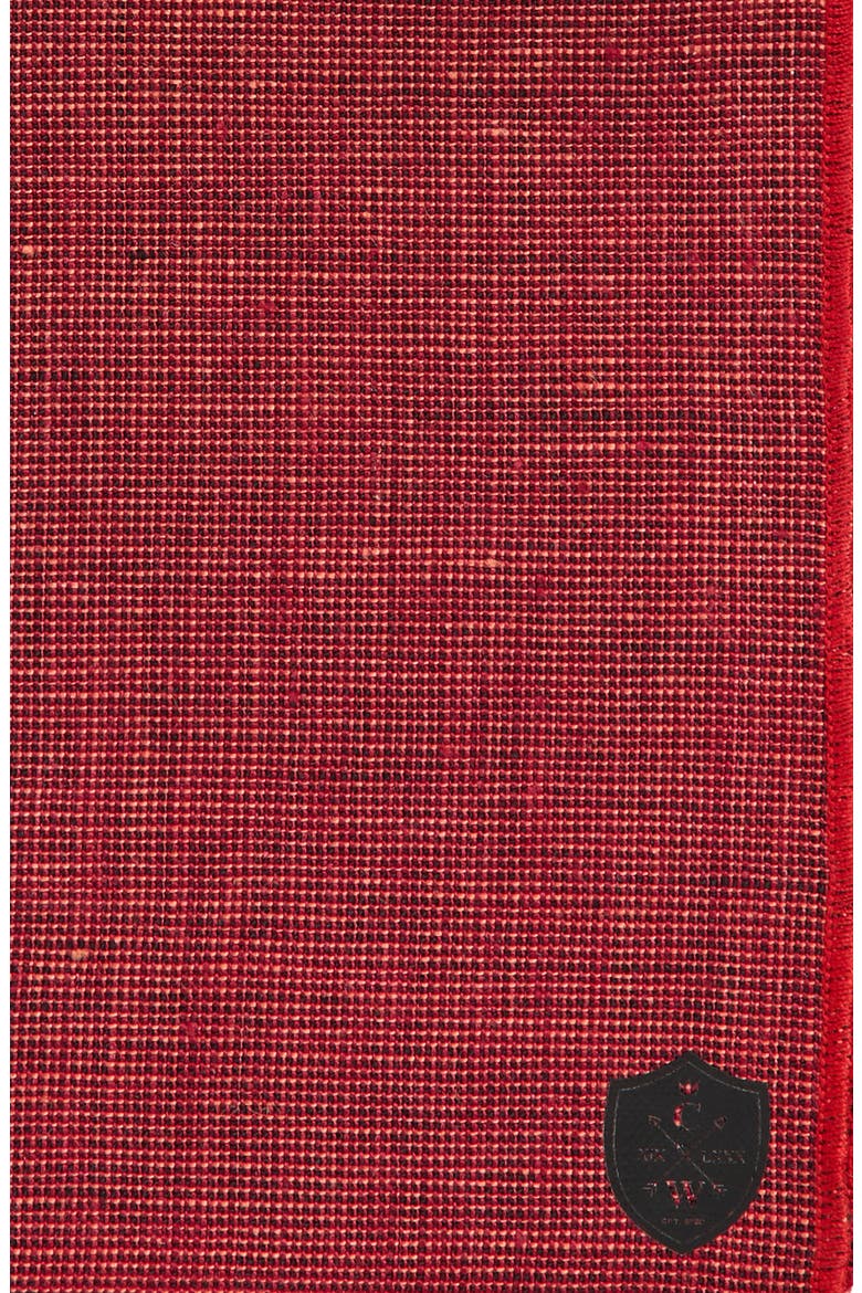 Dark Red Slub Linen Pocket Square, Alternate, color, RED
