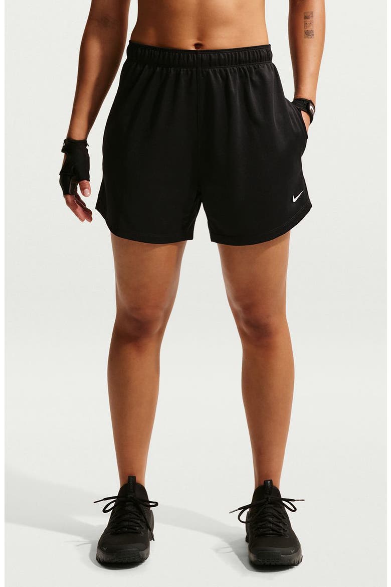 One Dri-FIT Mid Rise 5-Inch Shorts, Main, color, BLACK/ BLACK/ WHITE