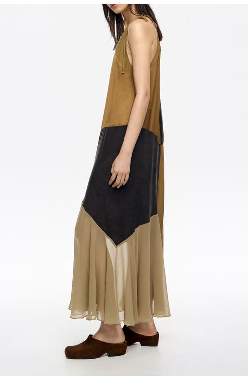 Bimba Y Lola Patchwork Dress In Brown