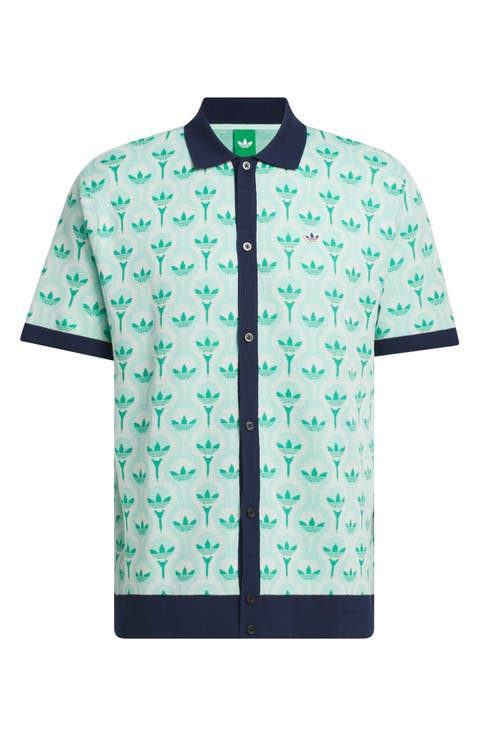 Originals Trefoil & Tee Jacquard Short Sleeve Piqué Button-Up Shirt