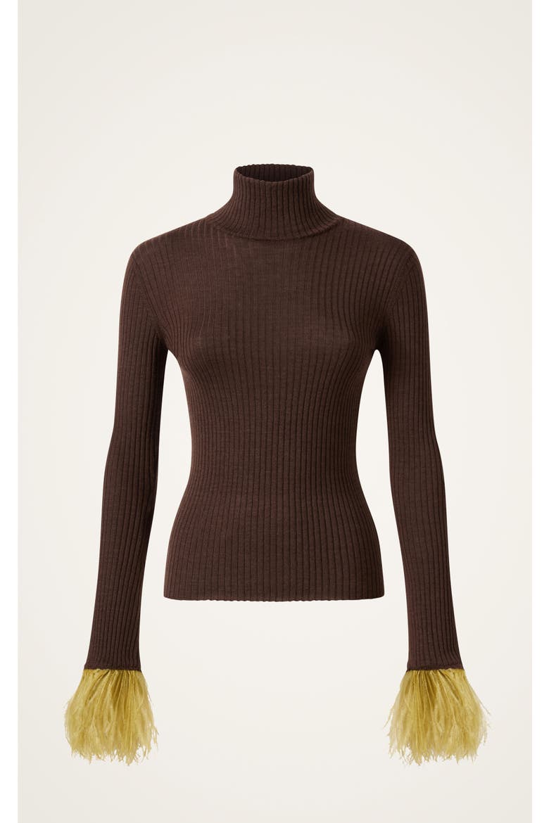 High Kick Top With Feathers, Alternate, color, Solid Cocoa Cocoa