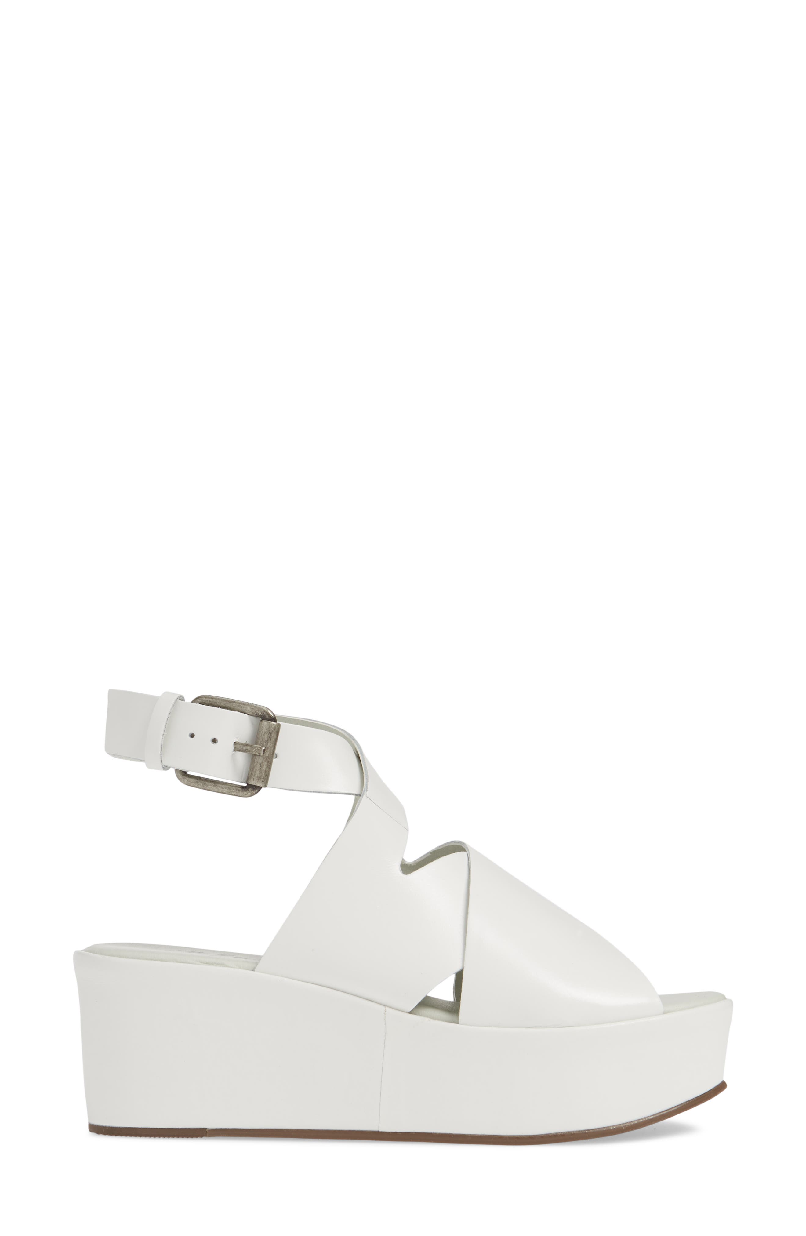 Runaway Wedge Sandal, Alternate, color, WHITE LEATHER