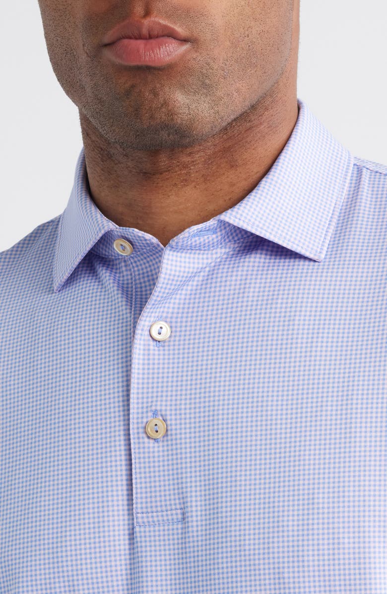 Peter Millar Gingham Performance Jersey Polo, Alternate, color, Seaside Blue