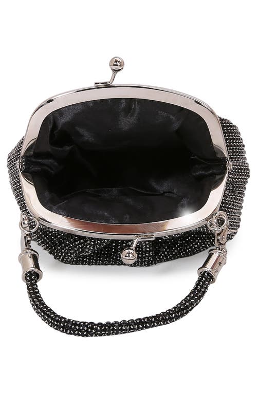 Berness Embellished Handle Rhinestone Frame Clutch In Black