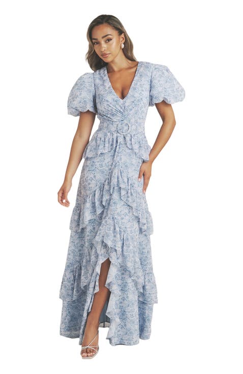 Freya Floral Belted Ruffle Maxi Dress