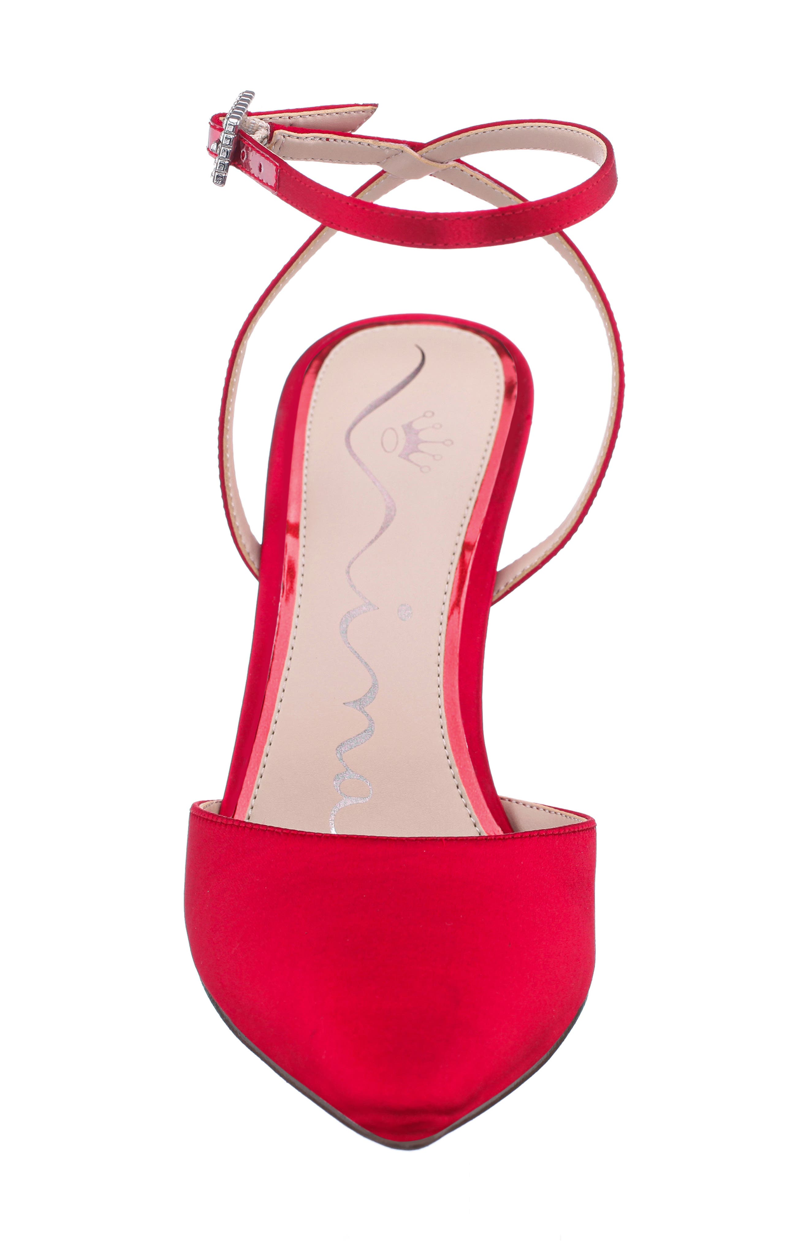 Nasha Ankle Strap Pointed Toe Pump, Alternate, color, RED