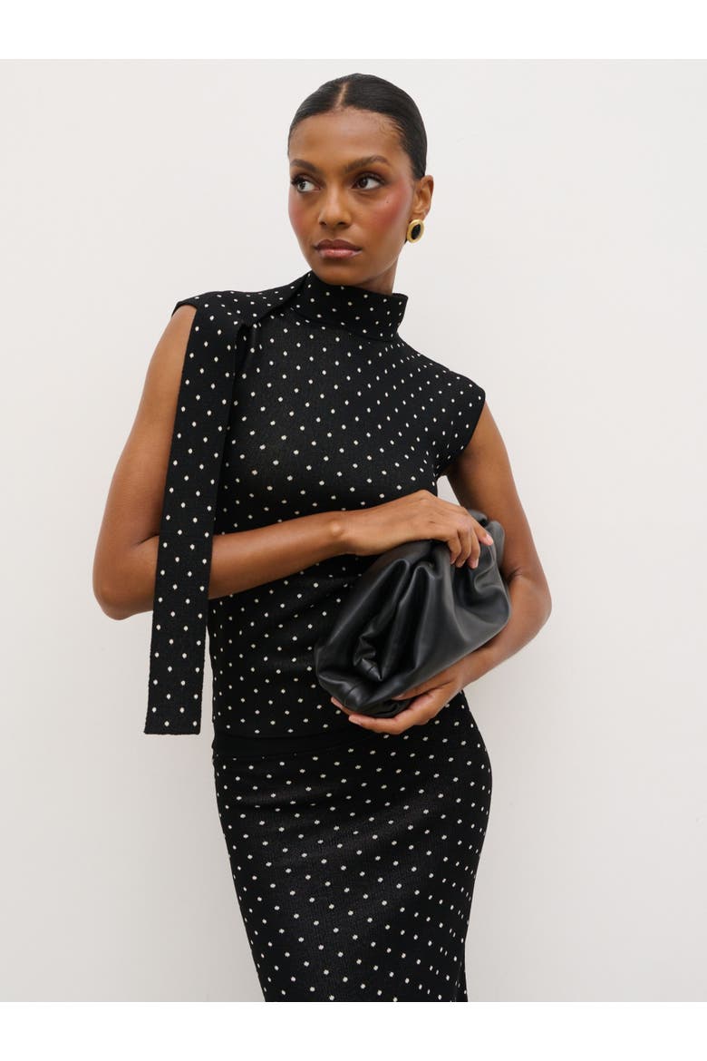 Bonnie Polka Dot High Neck Knit Top, Alternate, color, Black And Cream