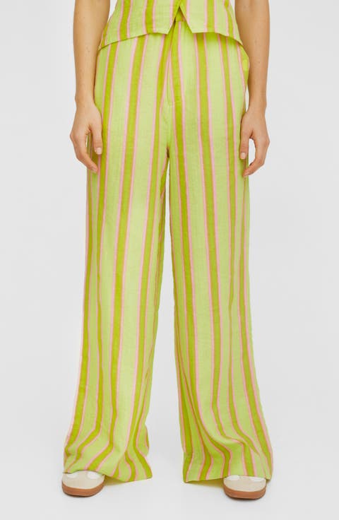 Lime Stripe High Waist Baggy Pants