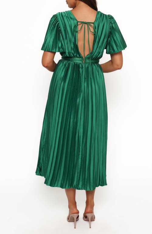 Petal And Pup Petal & Pup Keelah Pleated Satin Midi Dress In Green