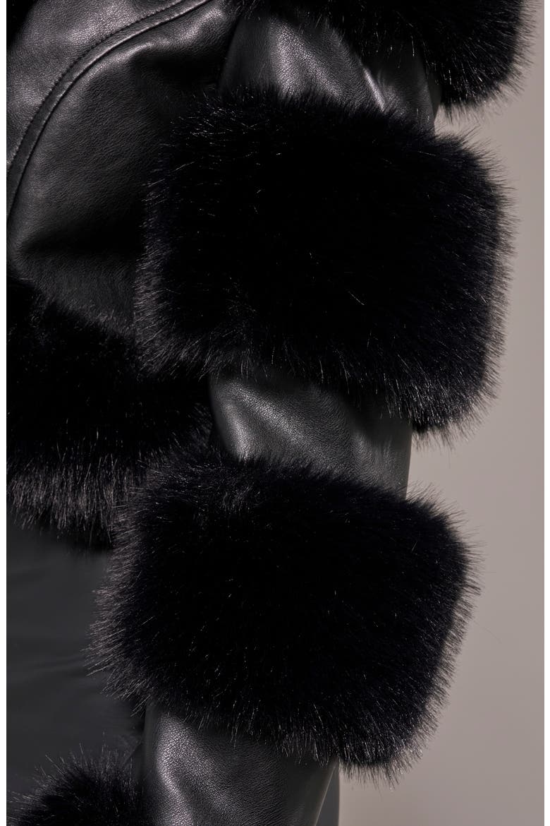 Loverboy Faux Leather Moto Jacket with Faux Fur Trim, Alternate, color, BLACK