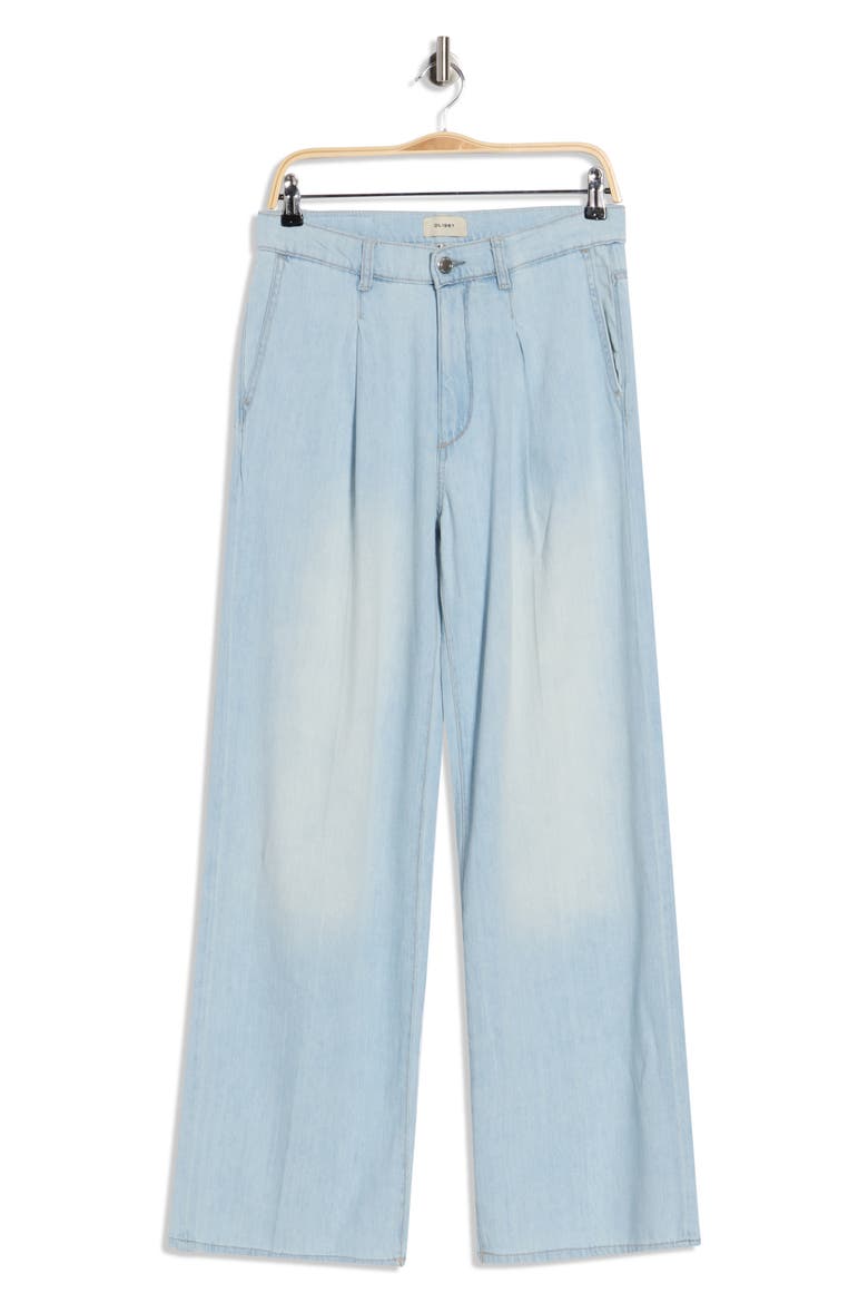 Isabel Pleated Mid Rise Wide Leg Jeans, Alternate, color, POOLSIDE