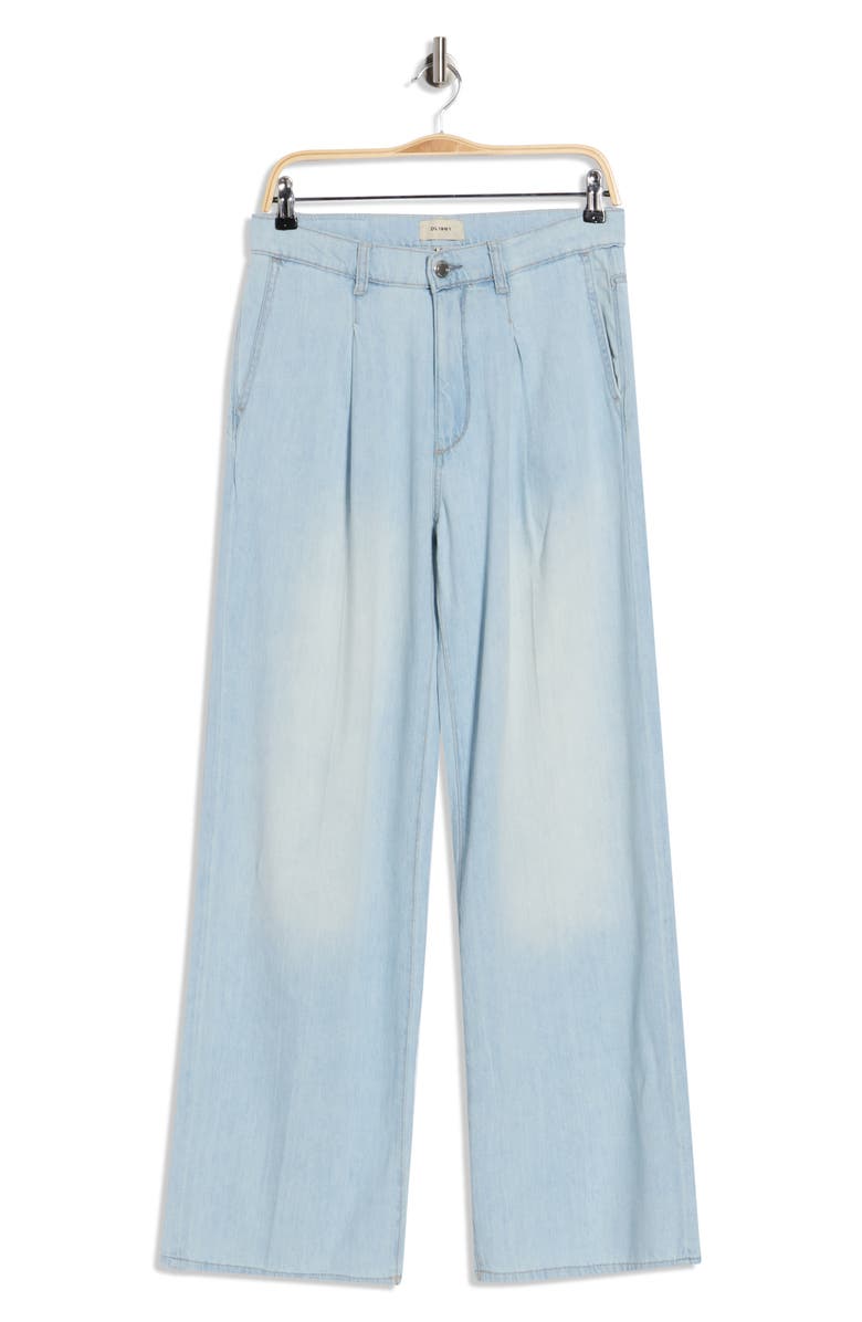 DL1961 Isabel Pleated Mid Rise Wide Leg Jeans, Main, color, Poolside