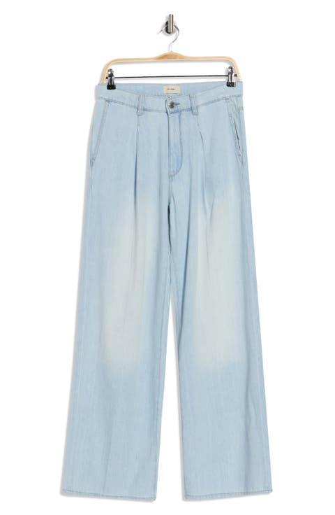 Isabel Pleated Mid Rise Wide Leg Jeans (Poolside)