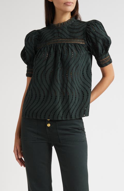 ULLA JOHNSON 売れ筋商品|||ウラ・ジョンソン Tシャツ トップス レディース Tops Green Ines Sleeveless Top - Verde Green Sleeveless Silky Botanical