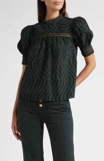 Virginia Lace Collar Puff Sleeve Top