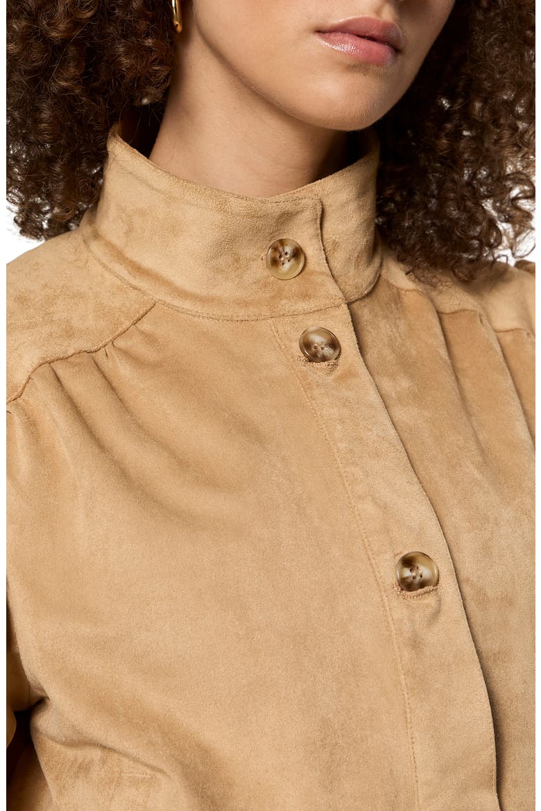 Puff Sleeve Faux Suede Jacket, Alternate, color, ANCIENT SCROLLS BROWN
