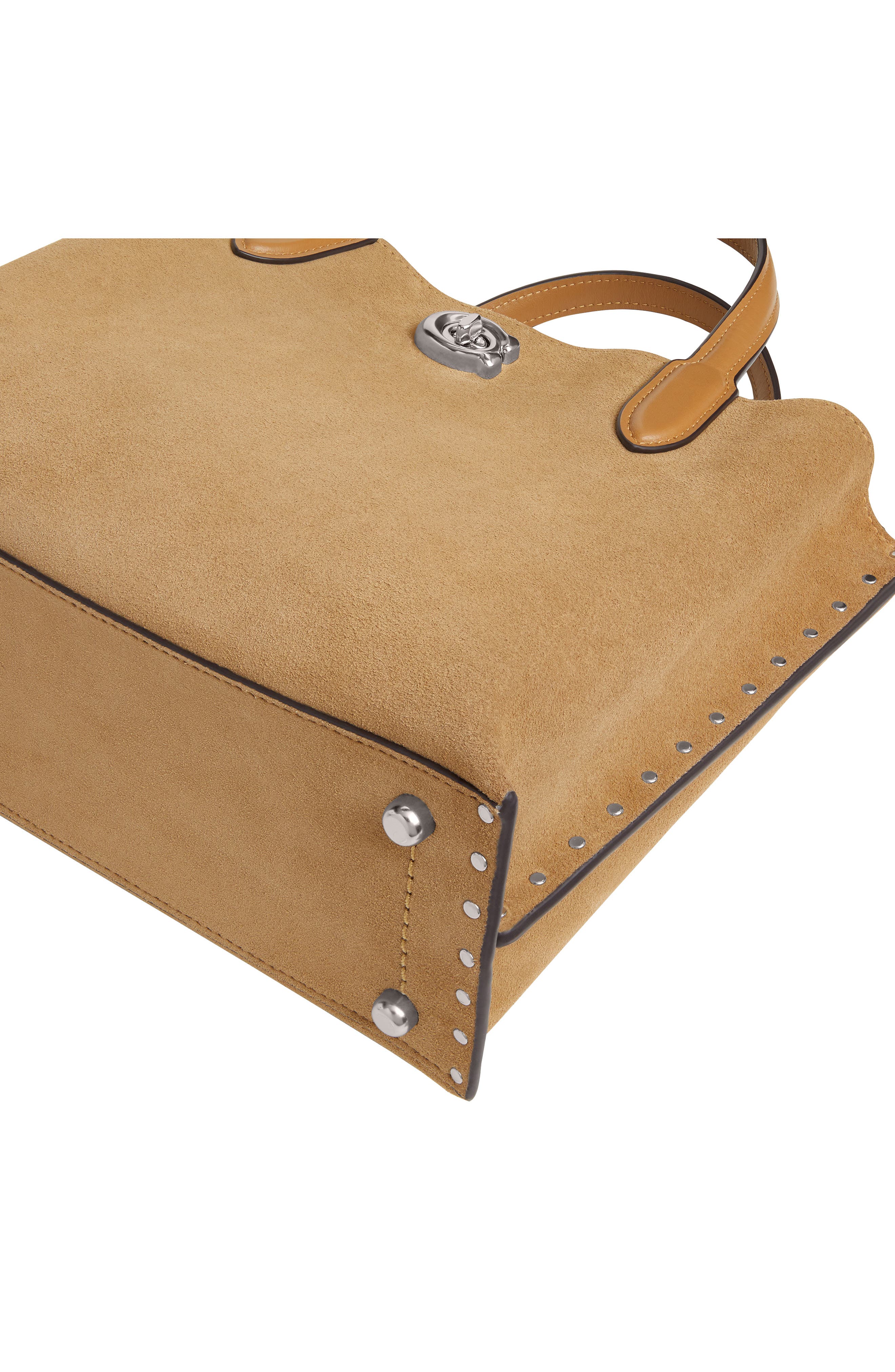 COACH Studded Mixed Leather Tote, Alternate, color, 