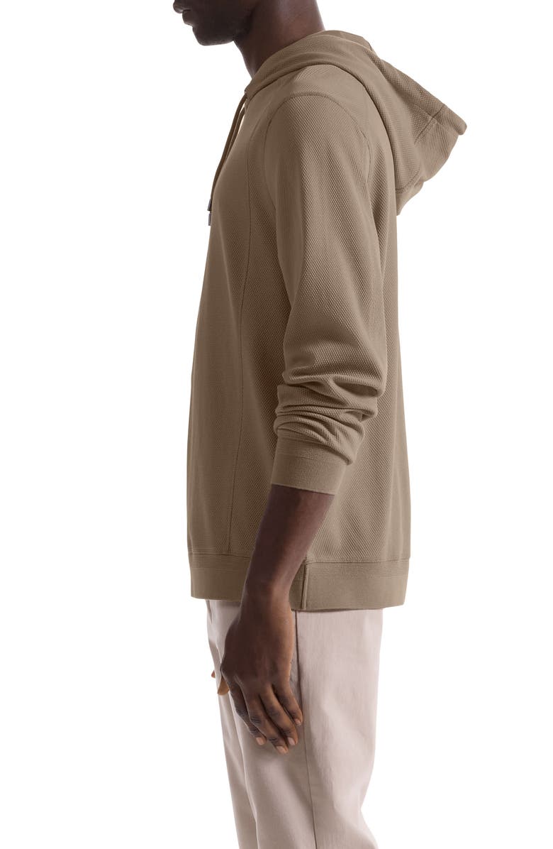 Bugatchi Textured Piqué Hoodie, Alternate, color, Cobblestone