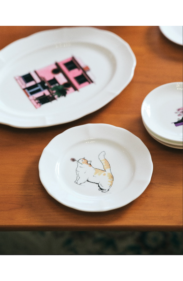 Hankook 1943 Thibaud Herem Objet Bread & Butter Plate, Alternate, color, Happy Cat