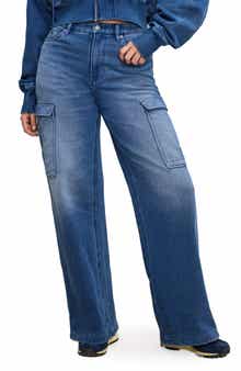 Good American Jeanius Good Skate Wide Leg Cargo French Terry Pants