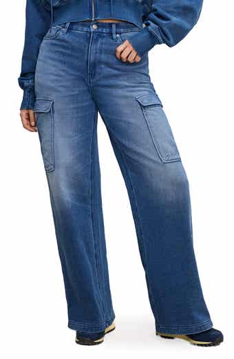 Good American Jeanius Good Skate Wide Leg Cargo French Terry Pants