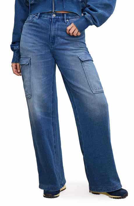 Good American Jeanius Good Skate Wide Leg Cargo French Terry Pants