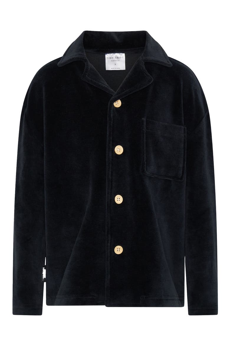 Kids' Cotton Blend Button-Up Shirt, Main, color, BLACK