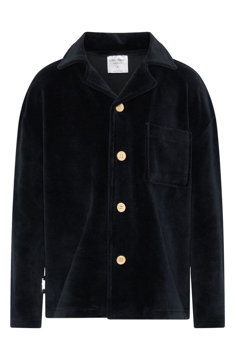 TINY TRIBE Kids' Cotton Blend Button-Up Shirt, Main, color, Black